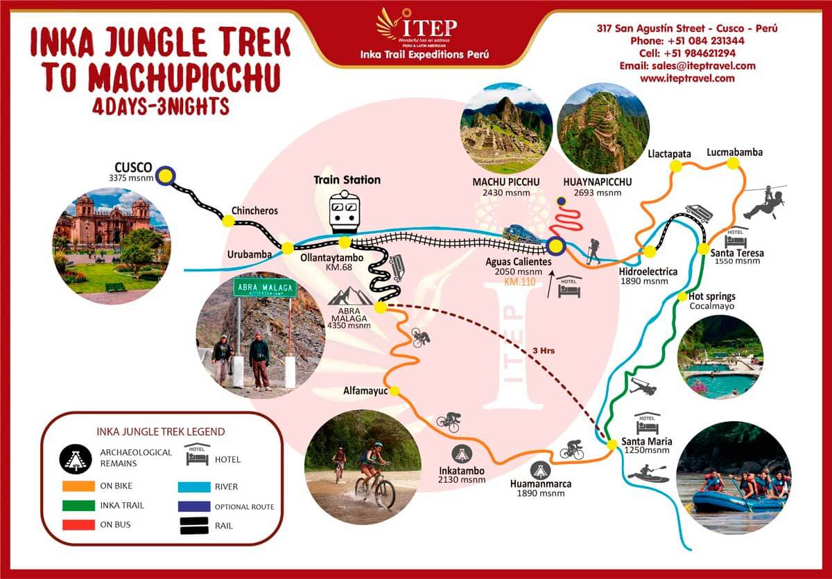 Adventure Inka Jungle Trek to Machu Picchu in 4 Days map